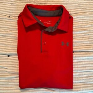 Under Armour Loose Fit Red Polo Size Medium